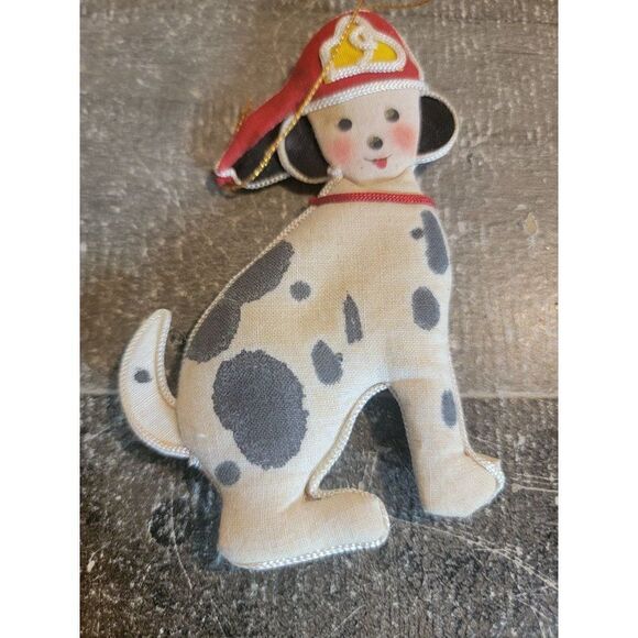 Plush Dalmatian dog firefighter ornament Xmas decor - Picture 7 of 8